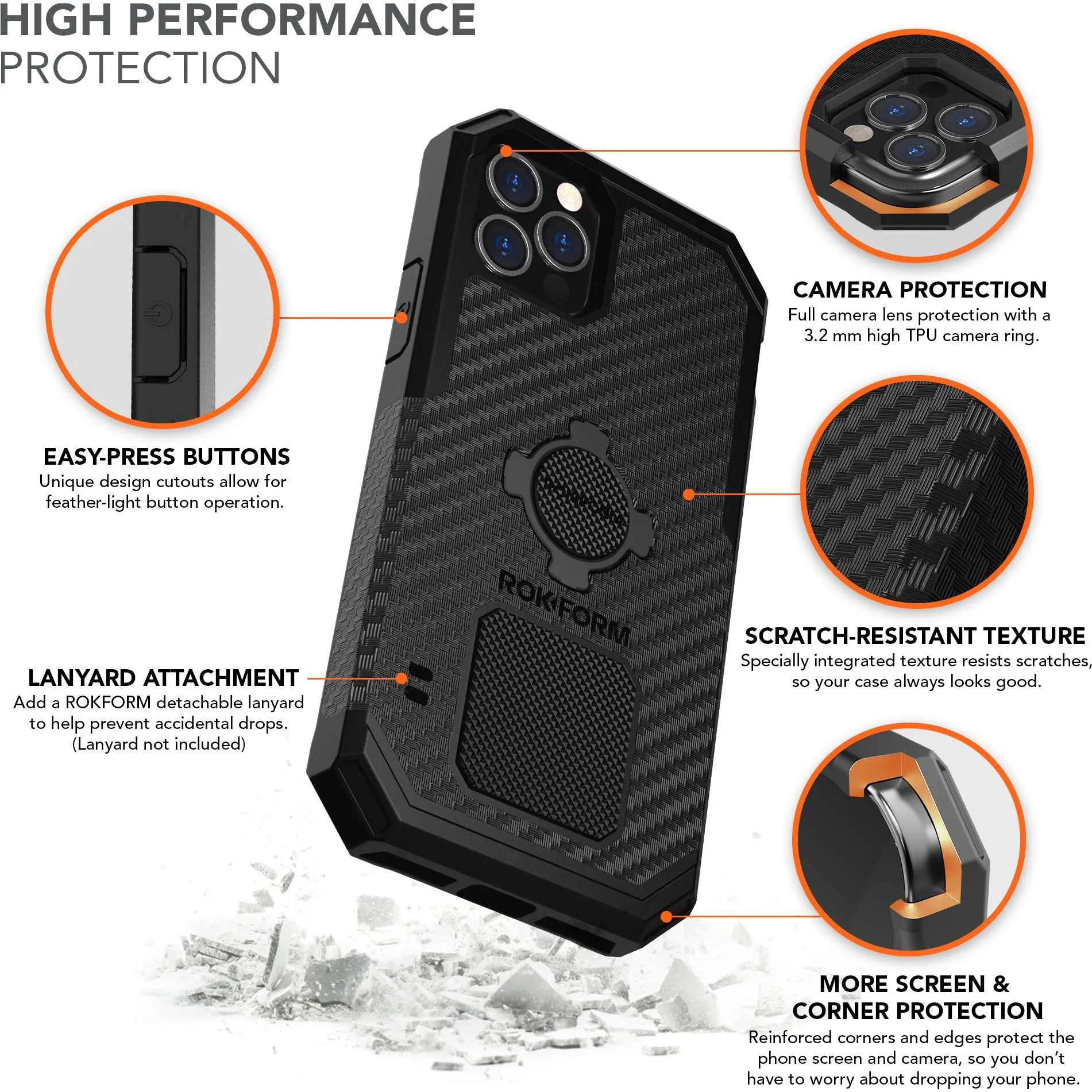 Rokform Rugged Case for iPhone 12/12 Pro (Black)