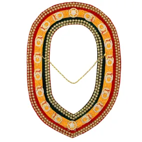 Shriners Chain Collar - Tricolor Backing with Gold Rhinestones