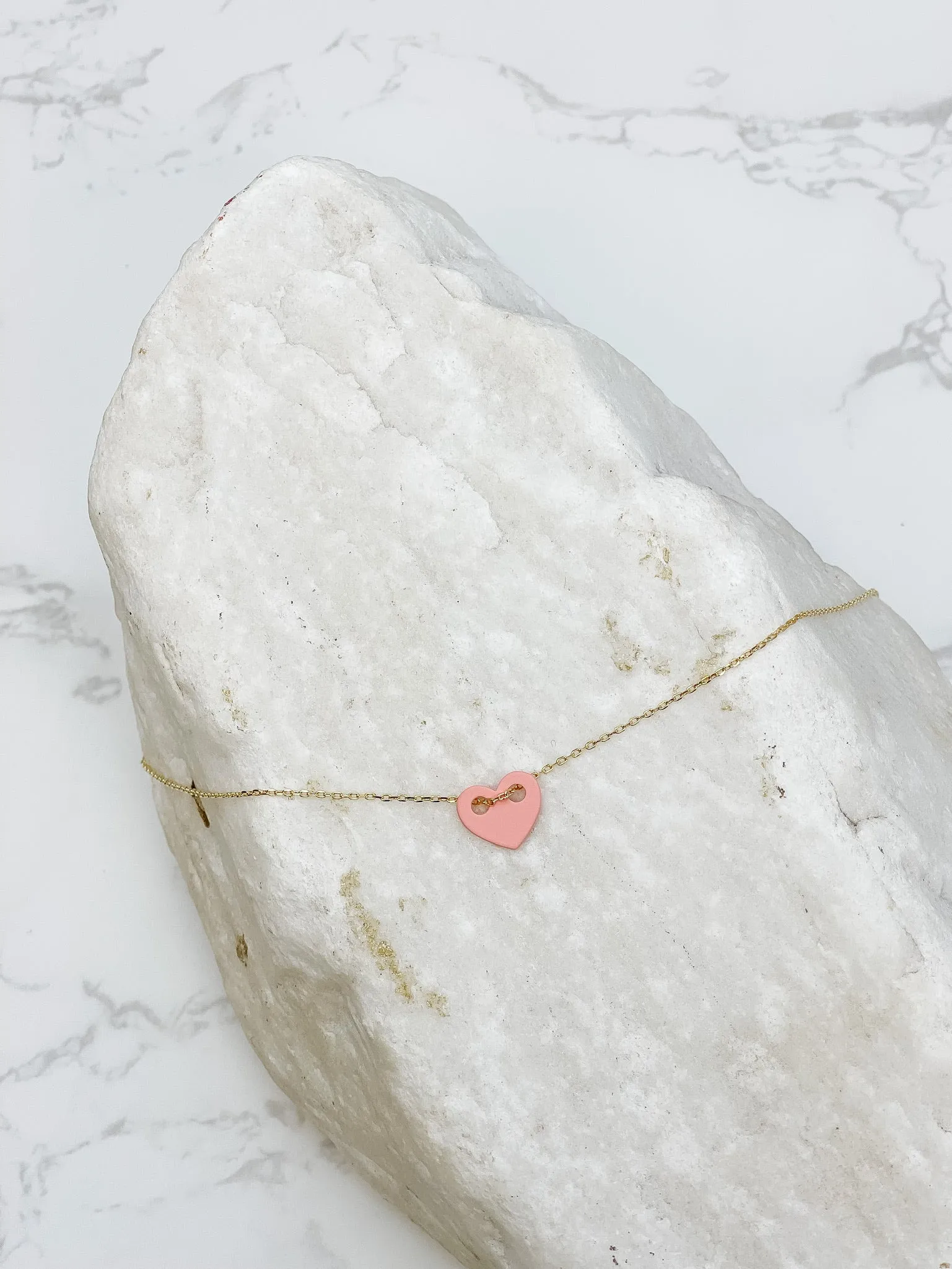 Simple Pink Cutout Heart Necklace