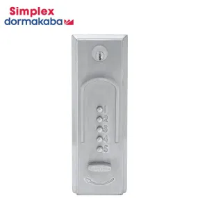 Simplex - 2015 - Mechanical Pushbutton Keyless Exit Trim Lock - Thumbturn - 2¾" Tailpiece - Satin Chrome