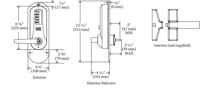 Simplex - 5010XS - Mechanical Pushbutton Combination Exit Trim Lever - Schlage 'C' - Optional Finish - Grade 1