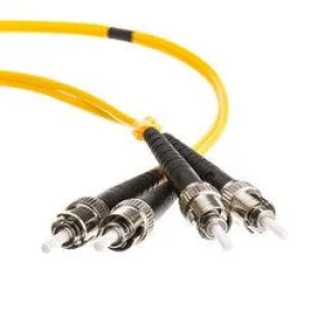 ST Duplex Fiber Optic Patch Cable, OS2 9/125 Singlemode, Yellow Jacket, 2 meter (6.6 foot)