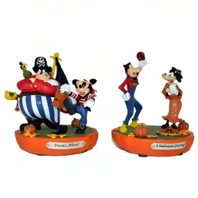 The Bradford Exchange 2-Pack A Halloween Greetings & Treats Ahoy from Disney Spooktacular Halloween Lighted Figurine Collection Issue #4 Handcrafted Hand-painted Characters 3-1/4-inches