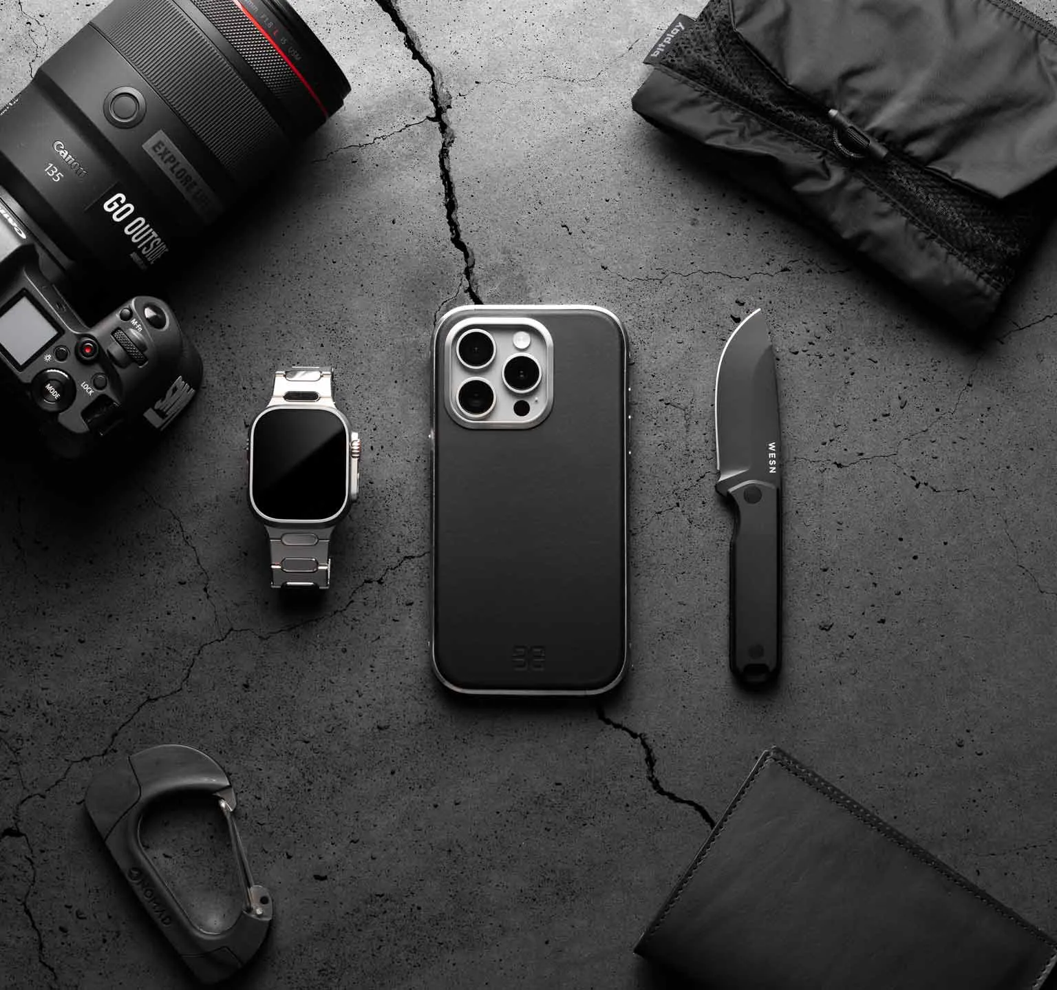 Titanium Leather Case | iPhone 15 Pro | Slate Black