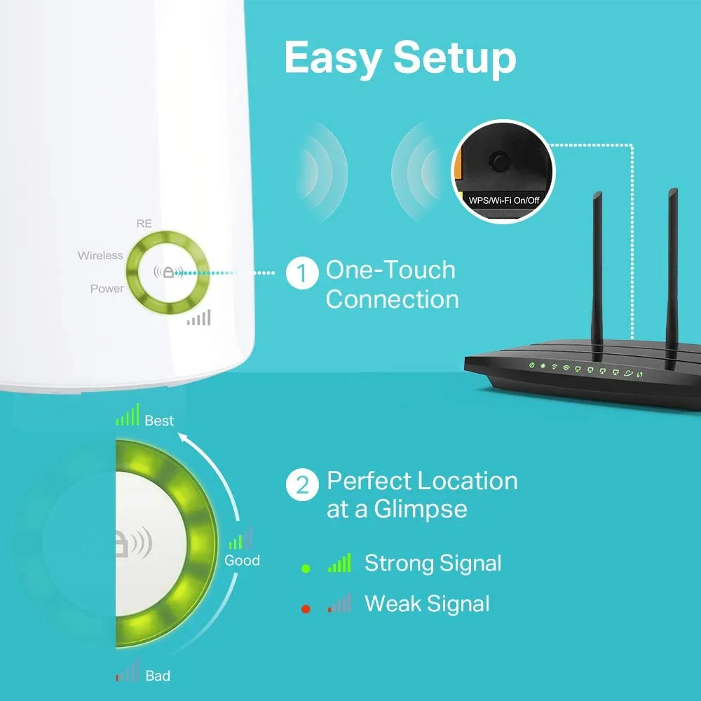 TP-LINK (TL-WA854RE) 300Mbps Wall-Plug Wifi Range Extender, No LAN, Universal Broadband/Wi-Fi Extender