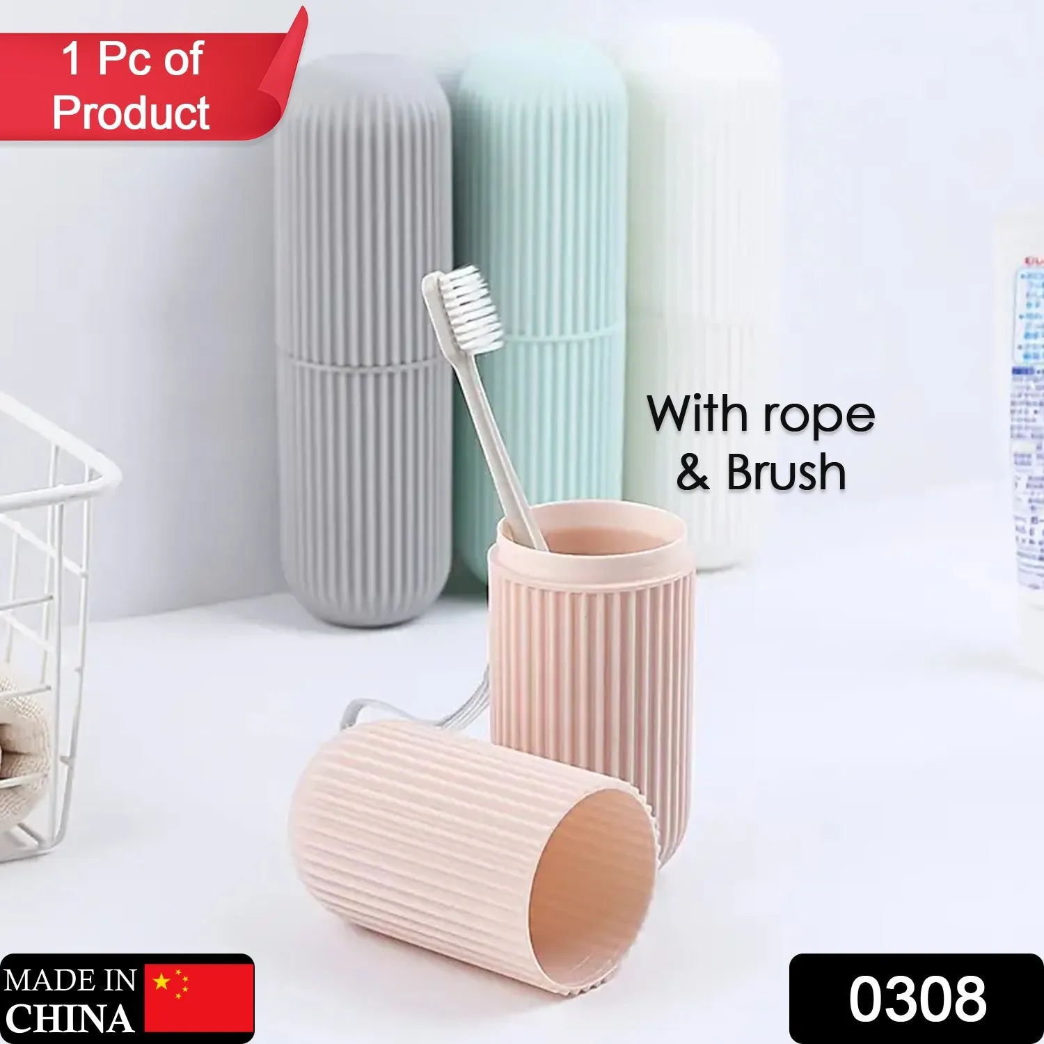 Travel Toothbrush Holder, Portable Toothbrush Case for Traveling, Camping, Capsule Shape Travel Toothbrush Toothpaste Case Holder Portable Toothbrush Storage Plastic Toothbrush Holder With Rope and Brush