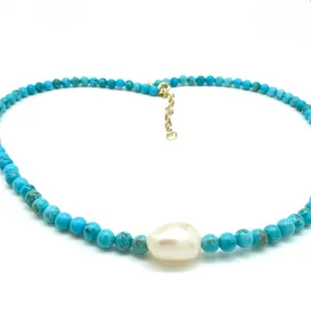 TURQUOISE/PEARL NECKLACE