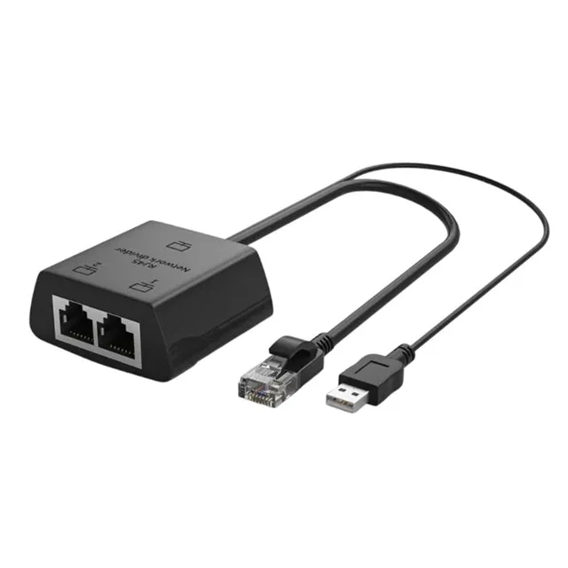 USB To 2 RJ45 Female And 1 RJ45 Male Network Splitter SE-RJ45