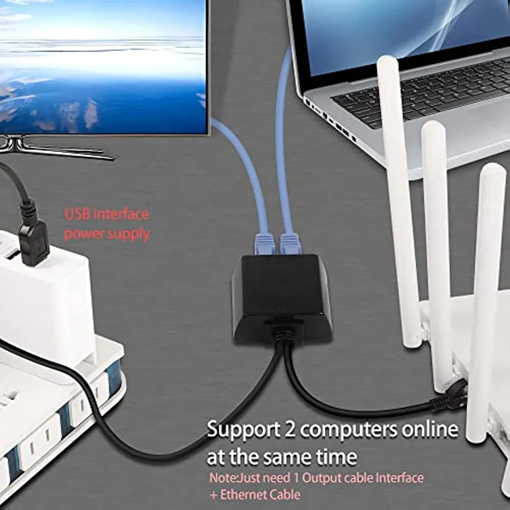 USB To 2 RJ45 Female And 1 RJ45 Male Network Splitter SE-RJ45