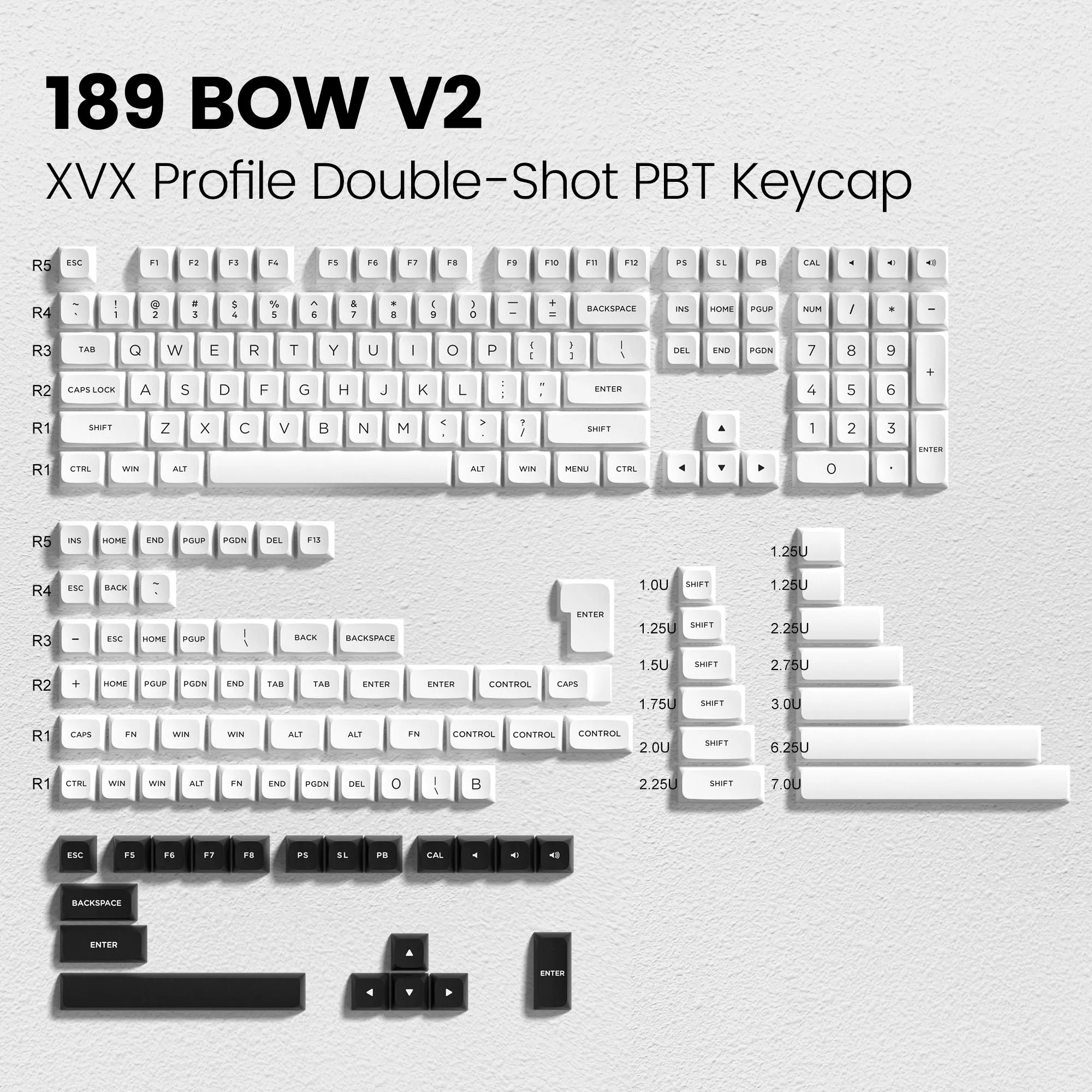 Womier 189 Series KDA Profile Double Shot PBT Keycap Full Set (7 Colors)