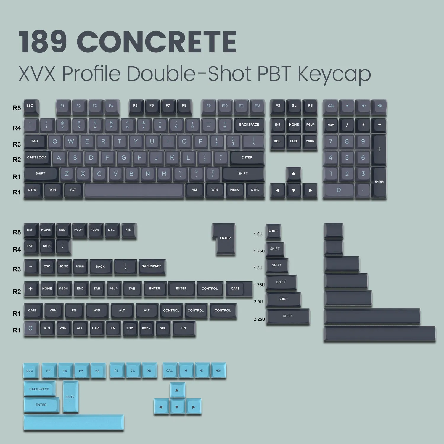 Womier 189 Series KDA Profile Double Shot PBT Keycap Full Set (7 Colors)